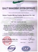 CHINA ZheJiang Tonghui Mining Crusher Machinery Co., Ltd. certificaten